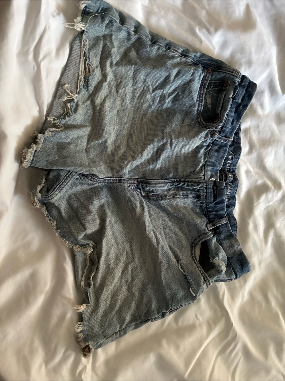 American Eagle Outfitters Light Wash Distressed Denim Shortalls